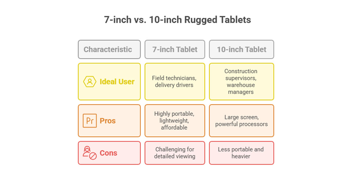 7 inch rugged tablet android vs. 10 inch rugged android tablet