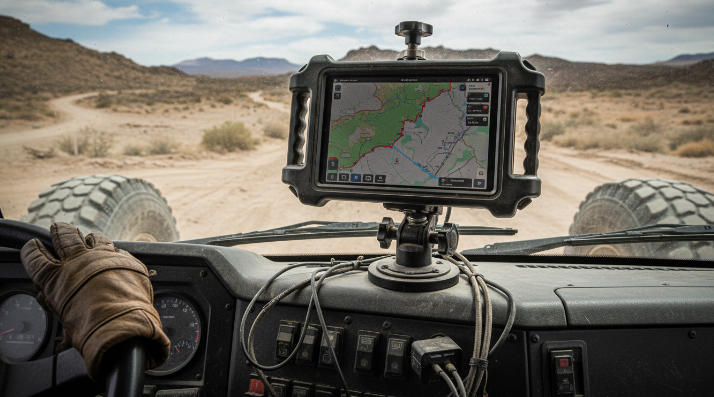 Rugged Vehicle-Mounted Tablet in Truck (for intro or main header visuals)