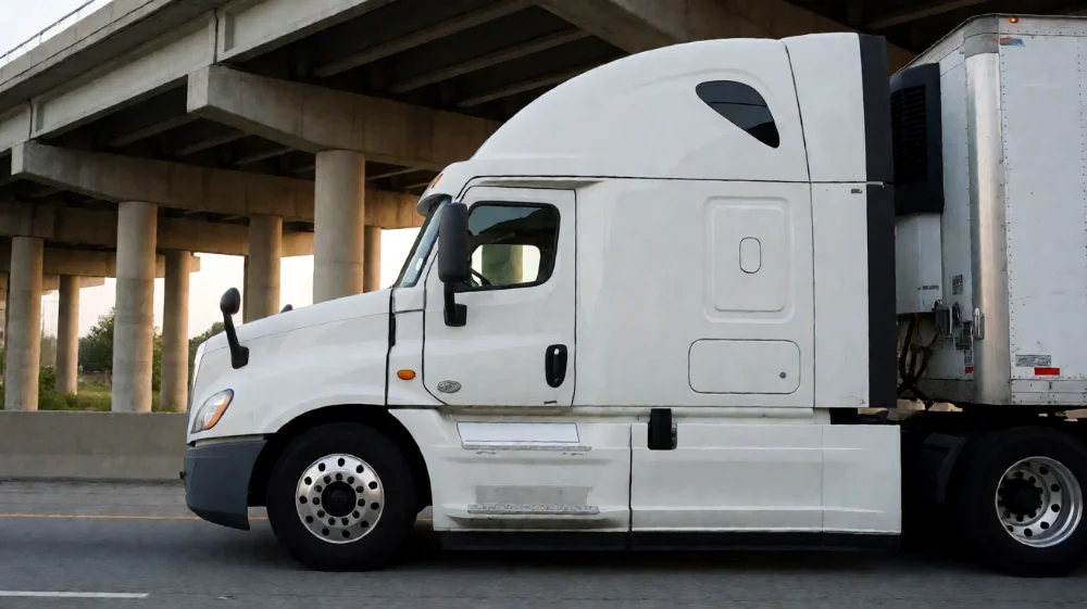 Freight truck on a highway illustrating long-haul fleet telematics